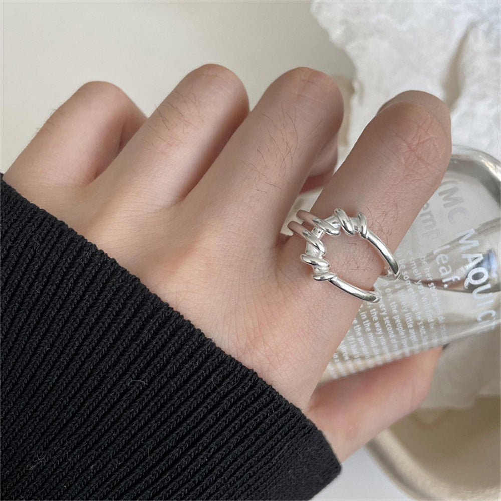 Retro Texture 925 Silver Ring — Light Luxury | Solea Jewelry