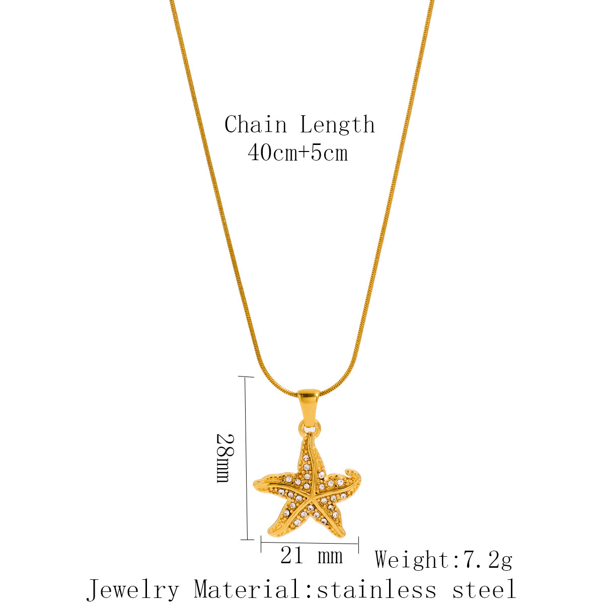 Starfish Rhinestone Pendant Necklace — Ocean Luxe | Solea Jewelry