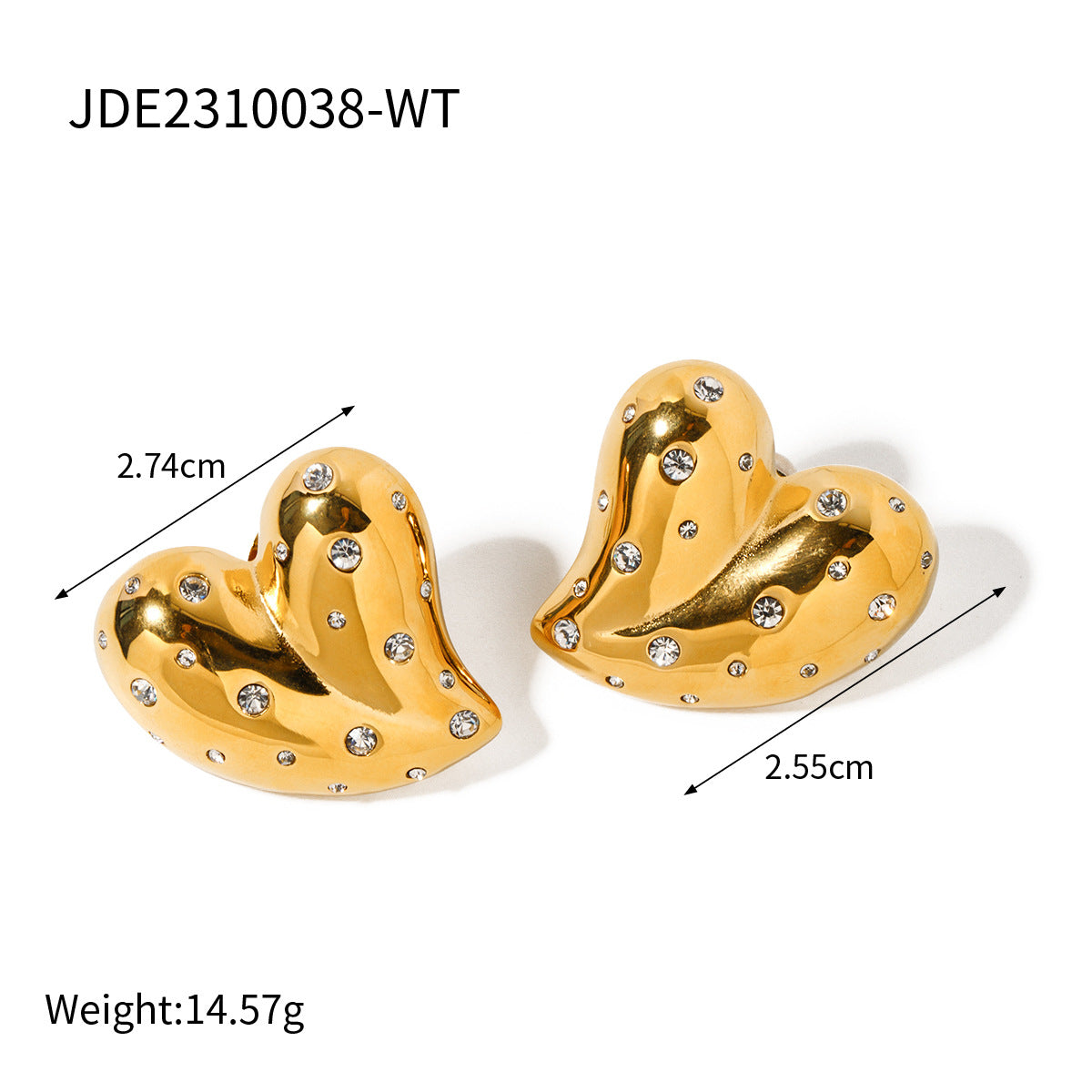 18K Gold Herz-Ohrringe mit weißen Diamanten | Solea Jewelry