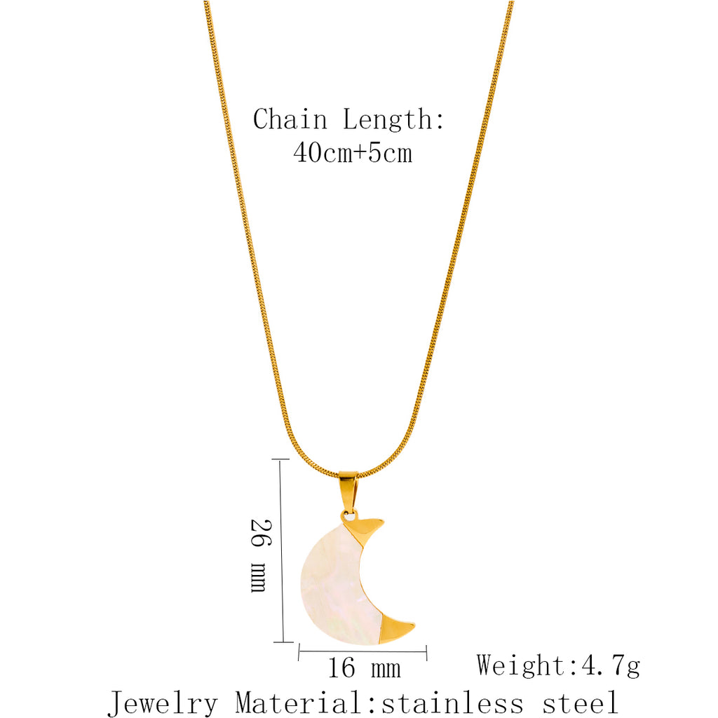 Moon & Star Shell Pendant Necklace — Celestial Dreamer | Solea Jewelry