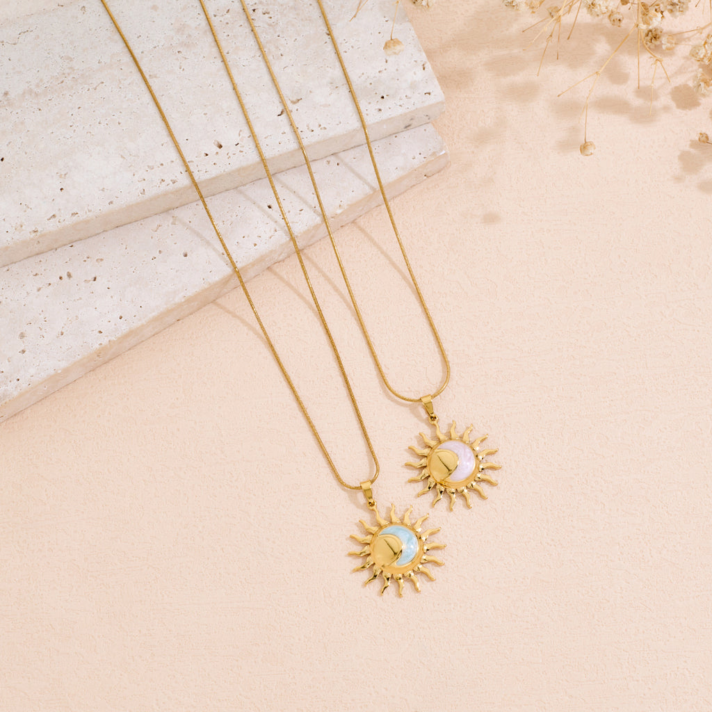 Golden Sun Pendant Necklace — Radiant Drip Oil | Solea Jewelry