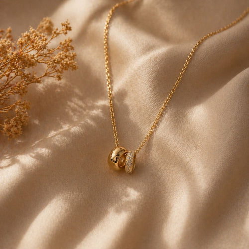 14K Halskette – Doppel-Anhänger Möbius | Solea Jewelry