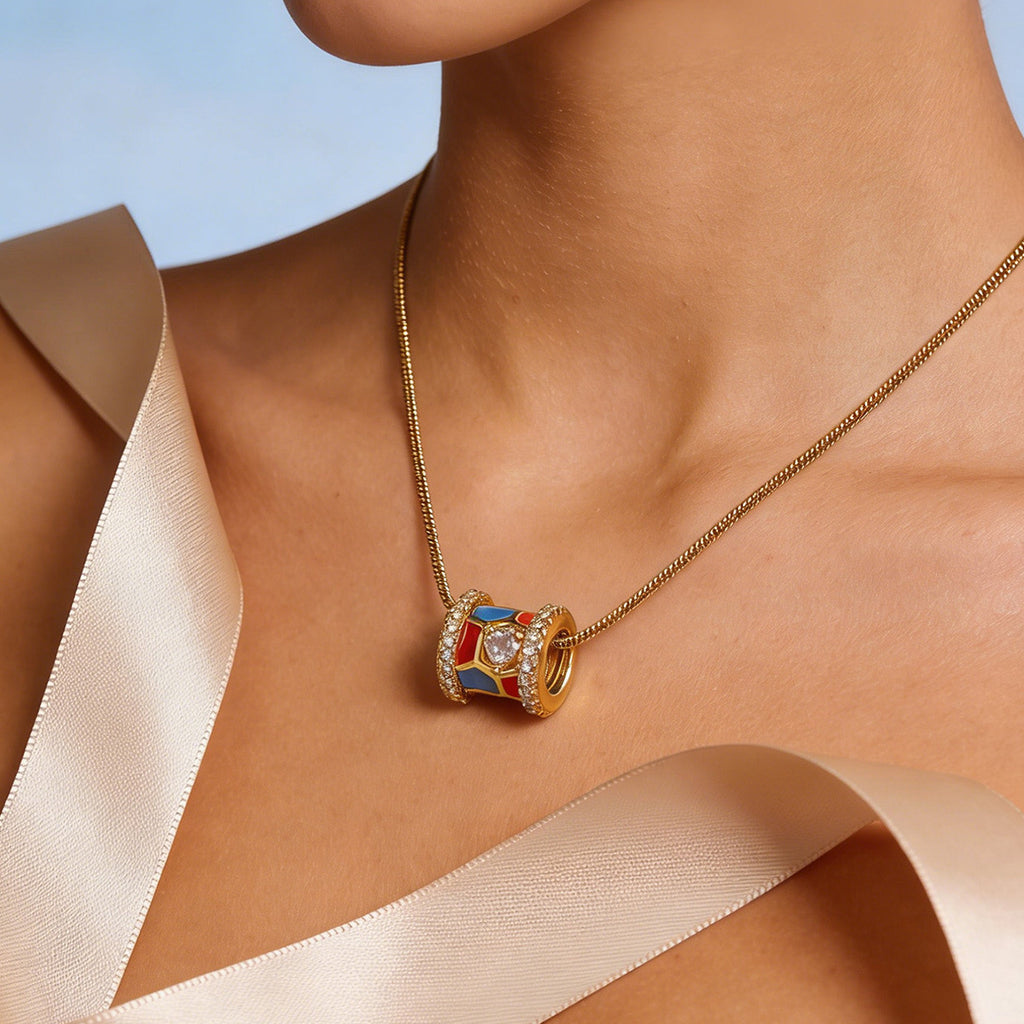 Golden Spider Pendant Necklace — Geometric Art Deco | Solea Jewelry