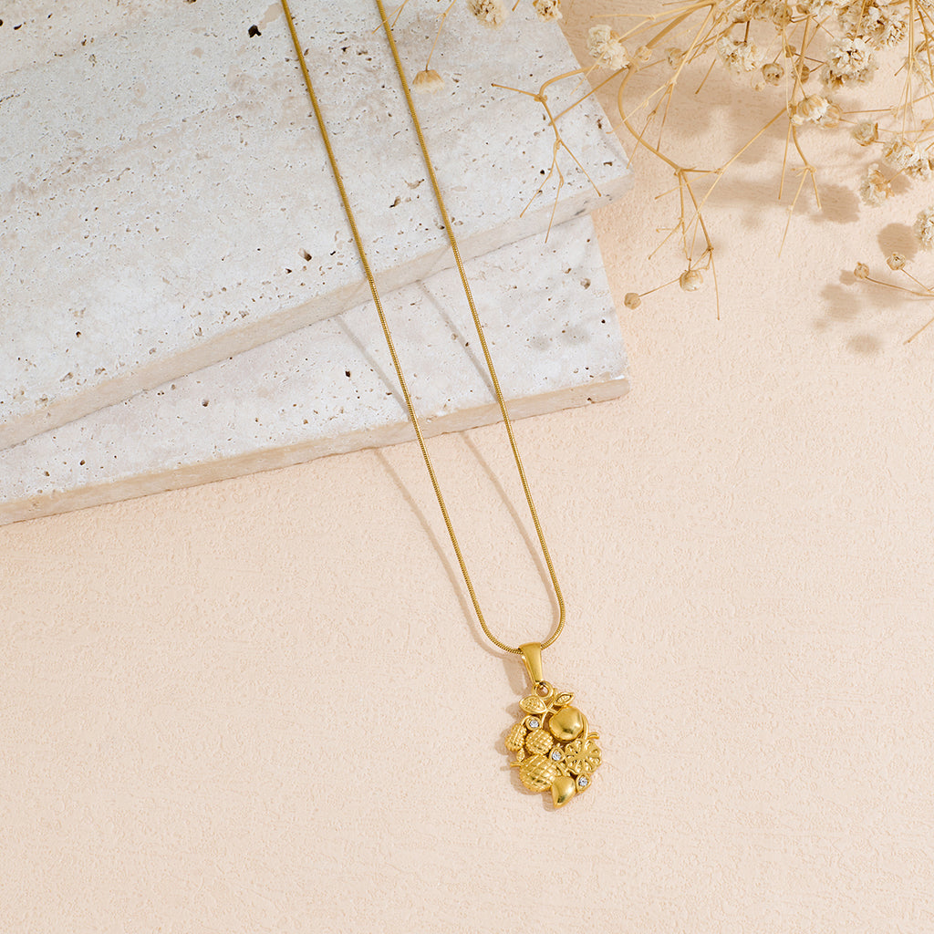 Rhinestone Fruit Pendant Necklace — Playful Luxury | Solea Jewelry
