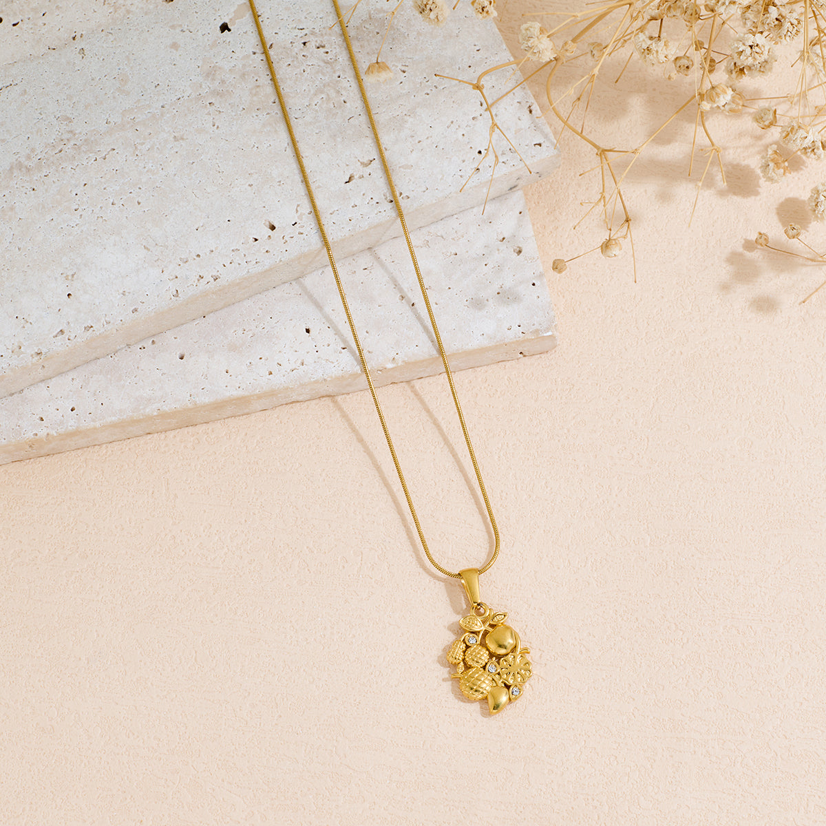 Rhinestone Fruit Pendant Necklace — Playful Luxury | Solea Jewelry