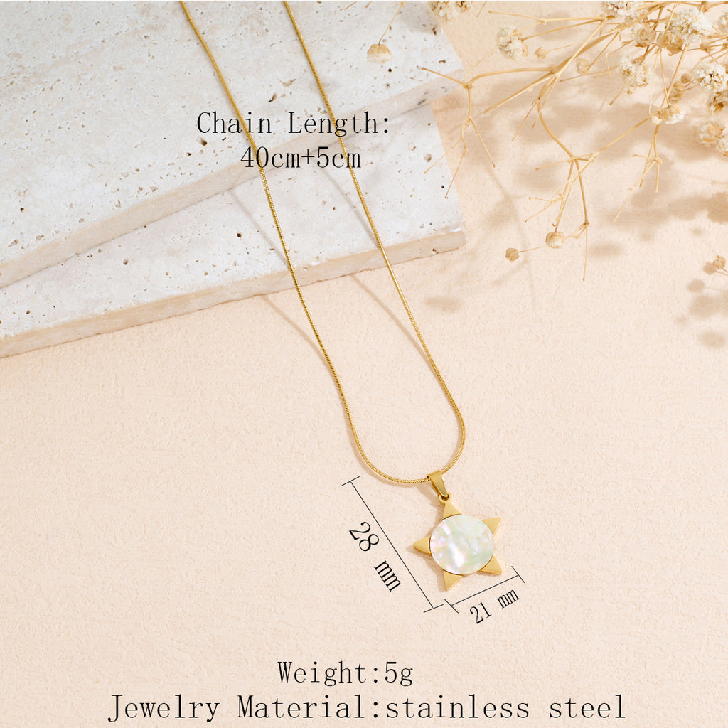 Moon & Star Shell Pendant Necklace — Celestial Dreamer | Solea Jewelry