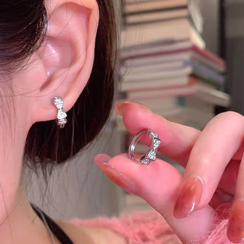 Bow Huggie Earrings with Zirconia — Sweet & Sparkling | Solea Jewelry
