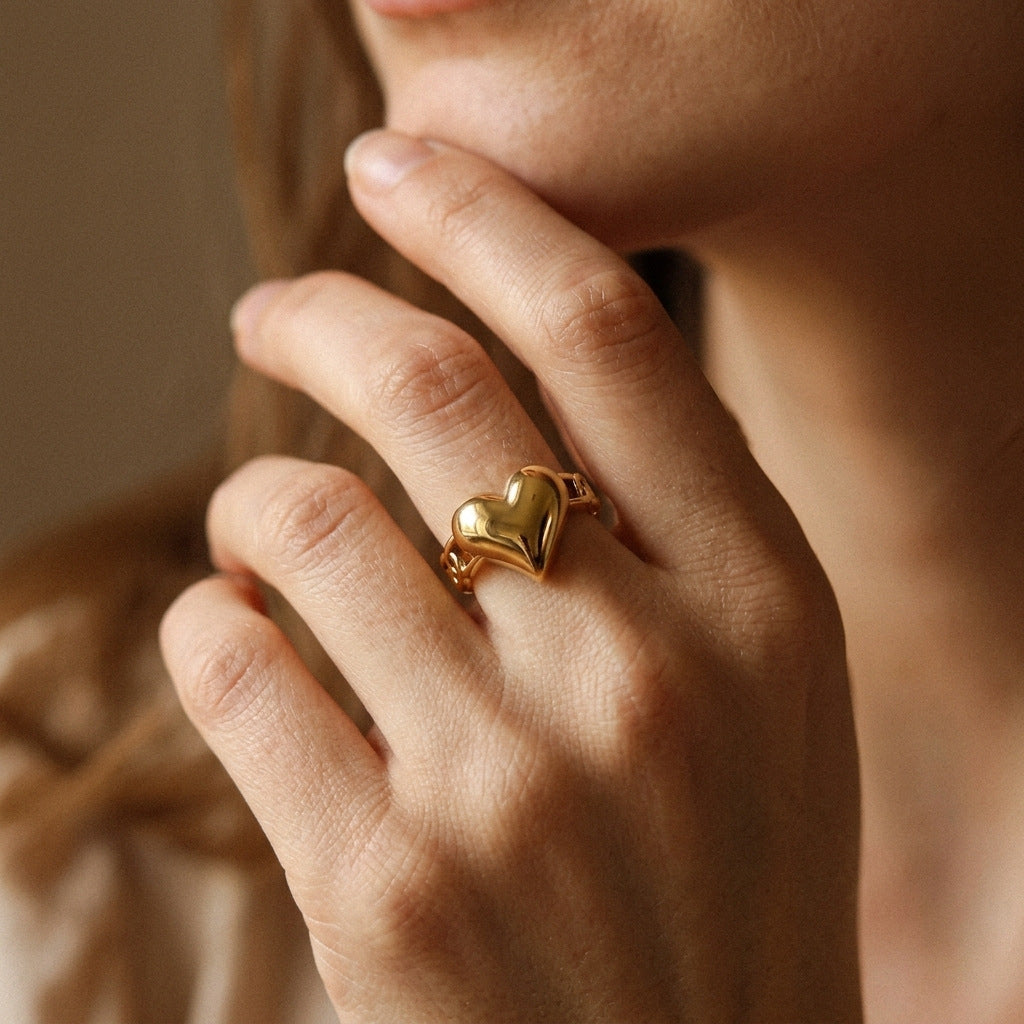 Hollow Open Ring — Adjustable Stainless Steel Elegance | Solea Jewelry